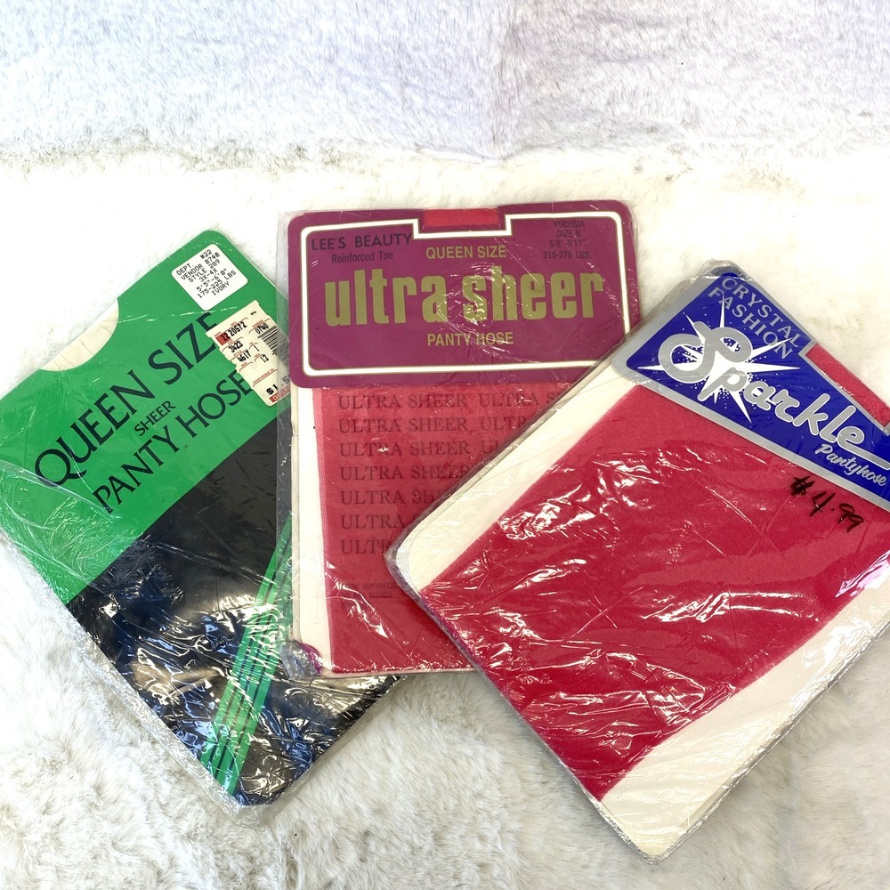 Vintage Deluxe Ultra Sheer 80s Pantyhose Queen Size Various Colors 3X 4X Nylons